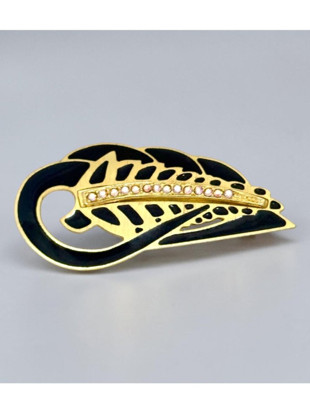 Vintage Edgar Berebi Large Art Deco Style Modernist Brooch Enamel Brooch